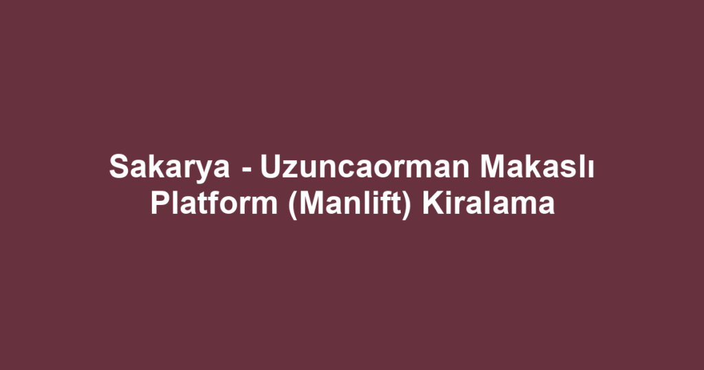 Sakarya - Uzuncaorman Makaslı Platform (Manlift) Kiralama