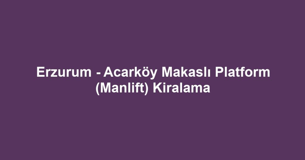 Erzurum - Acarköy Makaslı Platform (Manlift) Kiralama