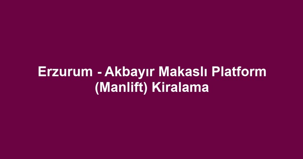 Erzurum - Akbayır Makaslı Platform (Manlift) Kiralama