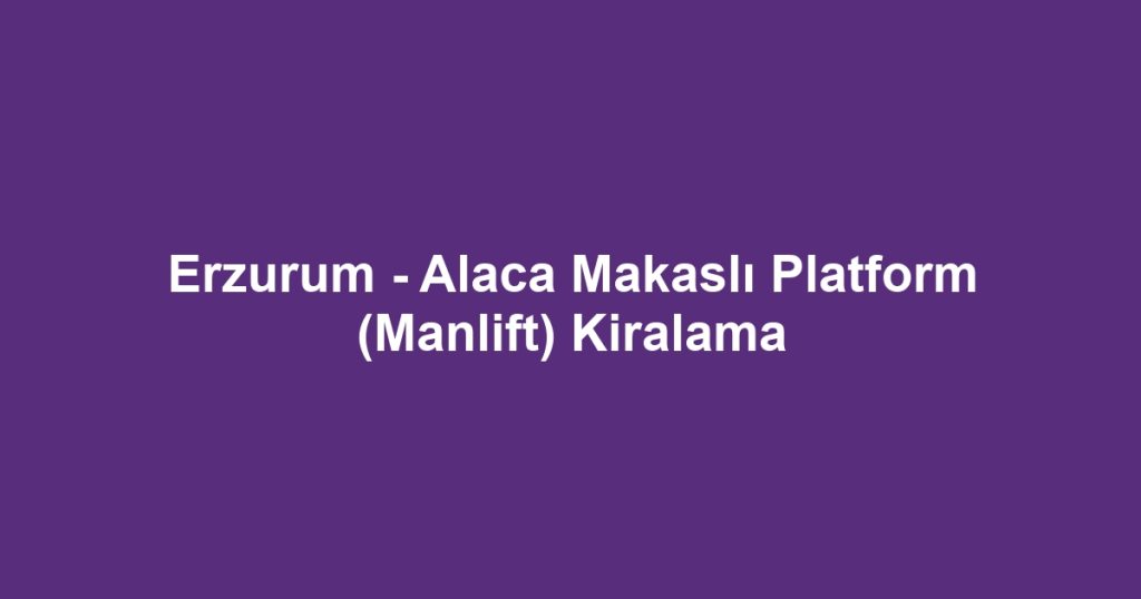Erzurum - Alaca Makaslı Platform (Manlift) Kiralama