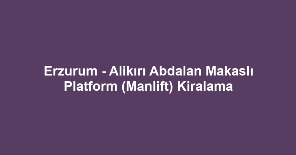 Erzurum - Alikırı Abdalan Makaslı Platform (Manlift) Kiralama