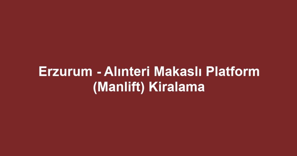 Erzurum - Alınteri Makaslı Platform (Manlift) Kiralama