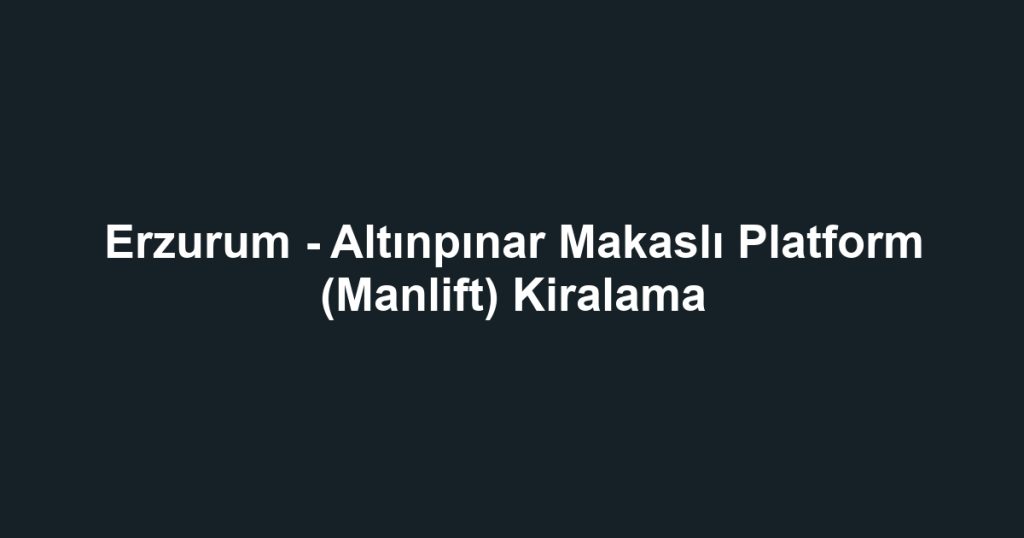 Erzurum - Altınpınar Makaslı Platform (Manlift) Kiralama