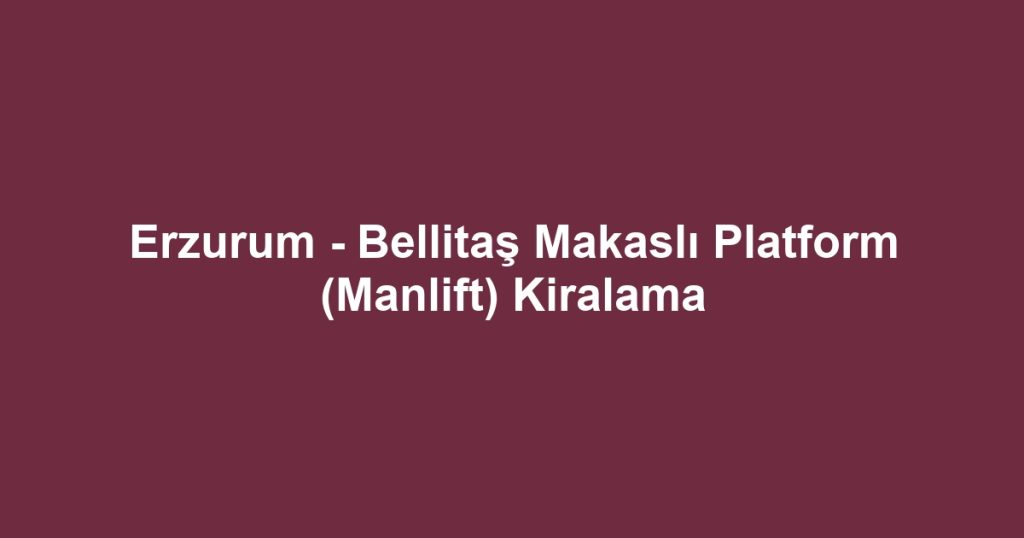 Erzurum - Bellitaş Makaslı Platform (Manlift) Kiralama
