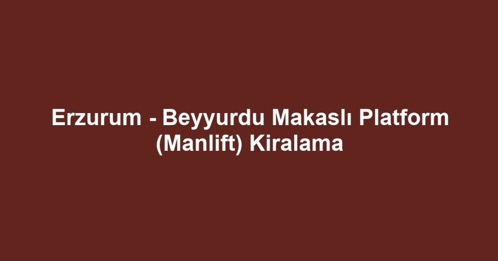Erzurum - Beyyurdu Makaslı Platform (Manlift) Kiralama