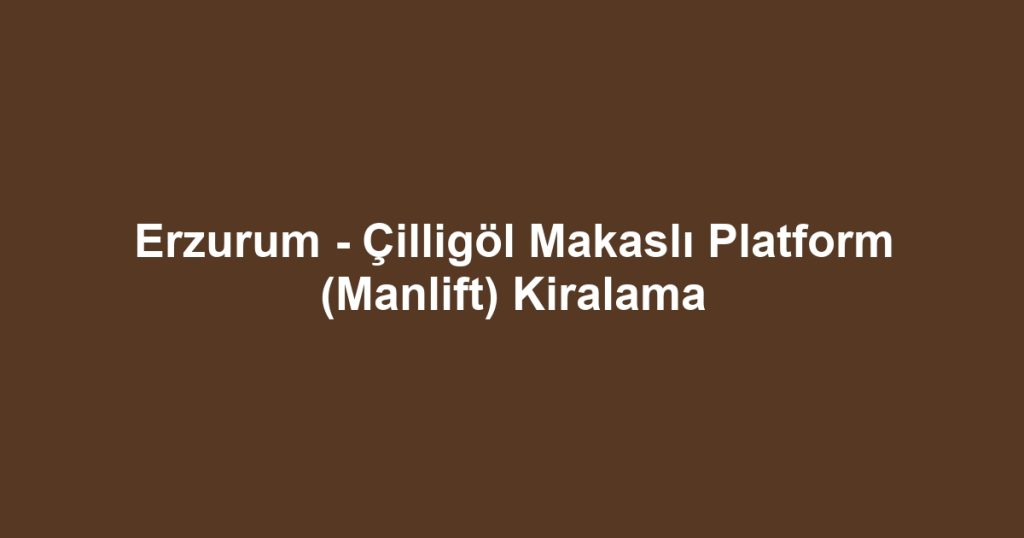 Erzurum - Çilligöl Makaslı Platform (Manlift) Kiralama