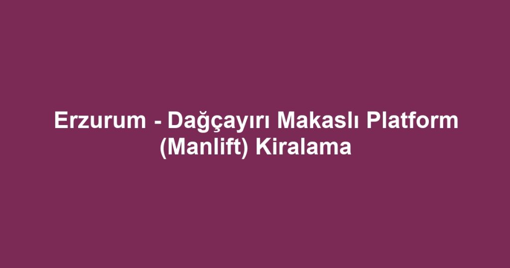 Erzurum - Dağçayırı Makaslı Platform (Manlift) Kiralama