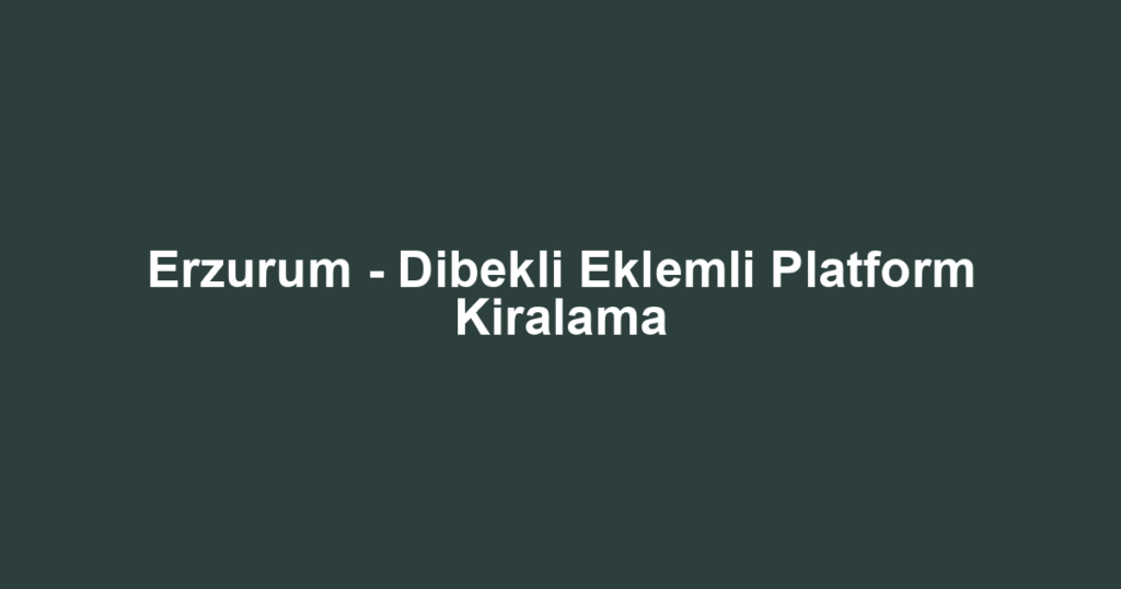 Erzurum - Dibekli Eklemli Platform Kiralama