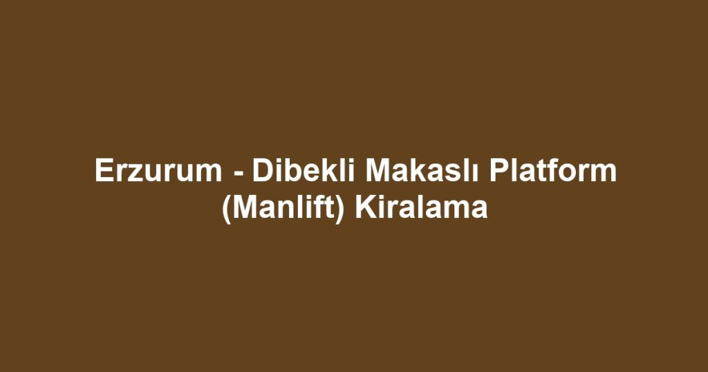 Erzurum - Dibekli Makaslı Platform (Manlift) Kiralama