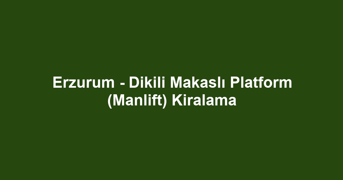 Erzurum - Dikili Makaslı Platform (Manlift) Kiralama