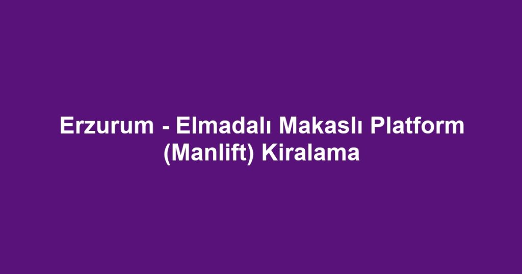 Erzurum - Elmadalı Makaslı Platform (Manlift) Kiralama