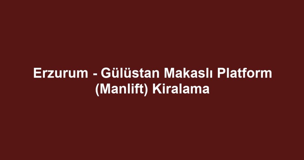 Erzurum - Gülüstan Makaslı Platform (Manlift) Kiralama