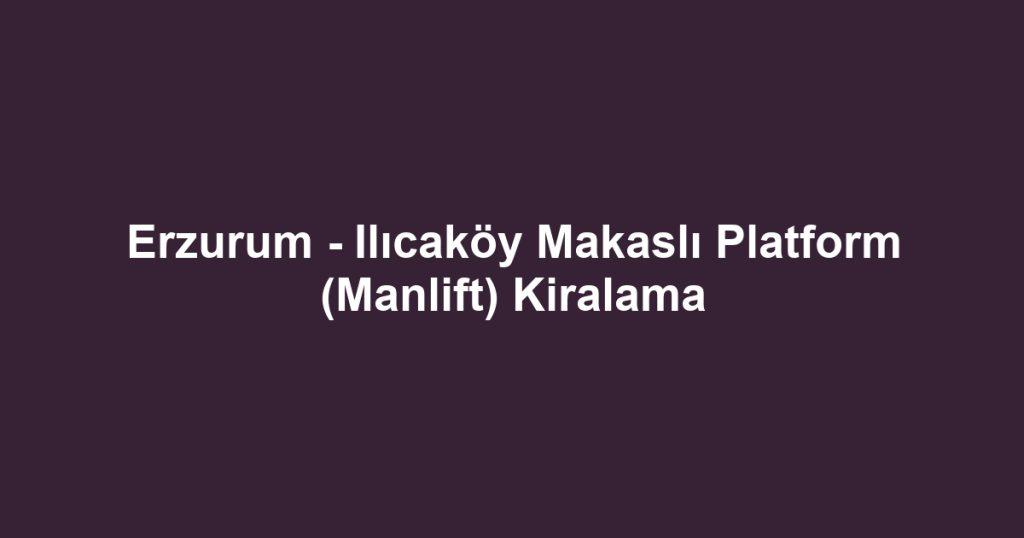 Erzurum - Ilıcaköy Makaslı Platform (Manlift) Kiralama