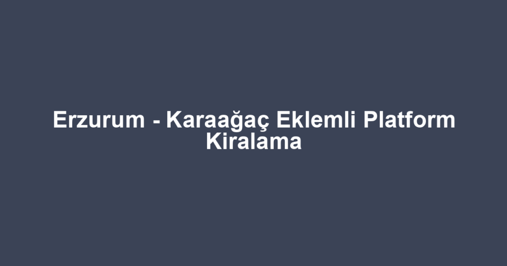 Erzurum - Karaağaç Eklemli Platform Kiralama
