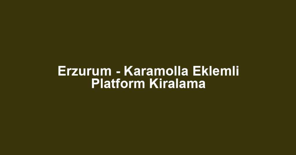 Erzurum - Karamolla Eklemli Platform Kiralama
