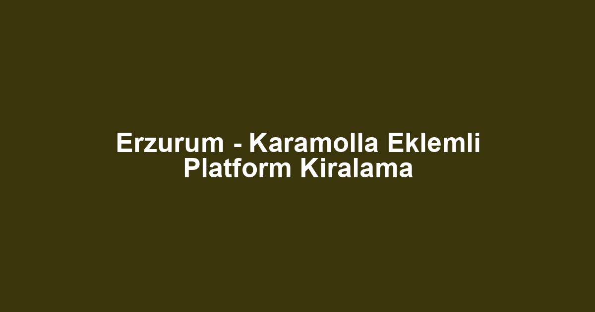 Erzurum - Karamolla Eklemli Platform Kiralama