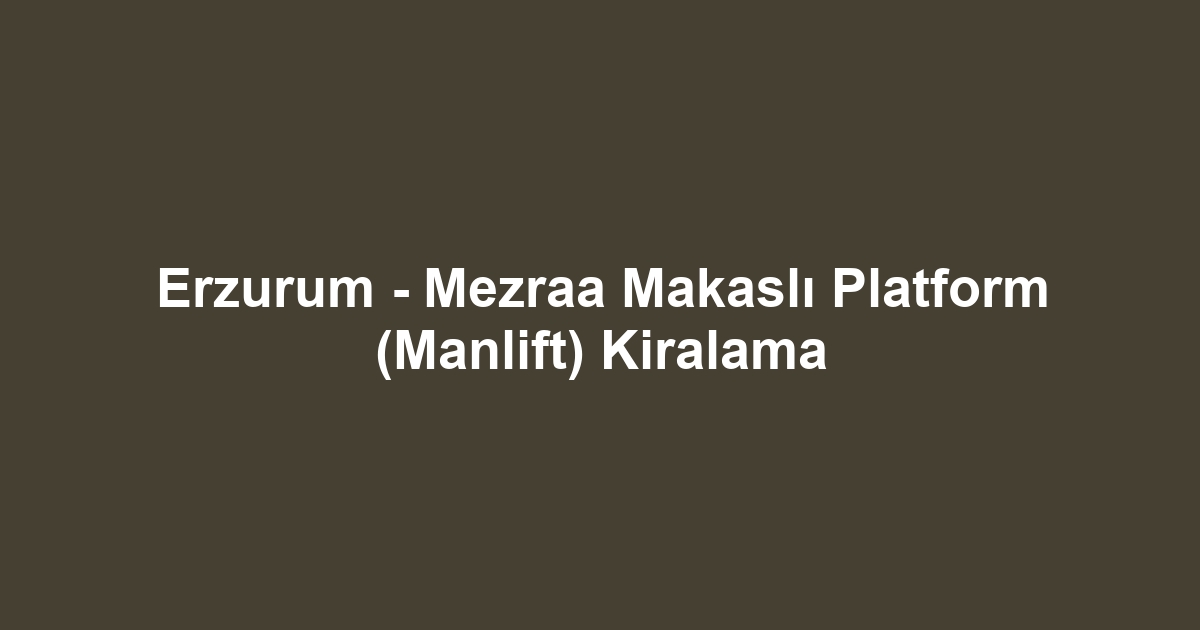 Erzurum - Mezraa Makaslı Platform (Manlift) Kiralama