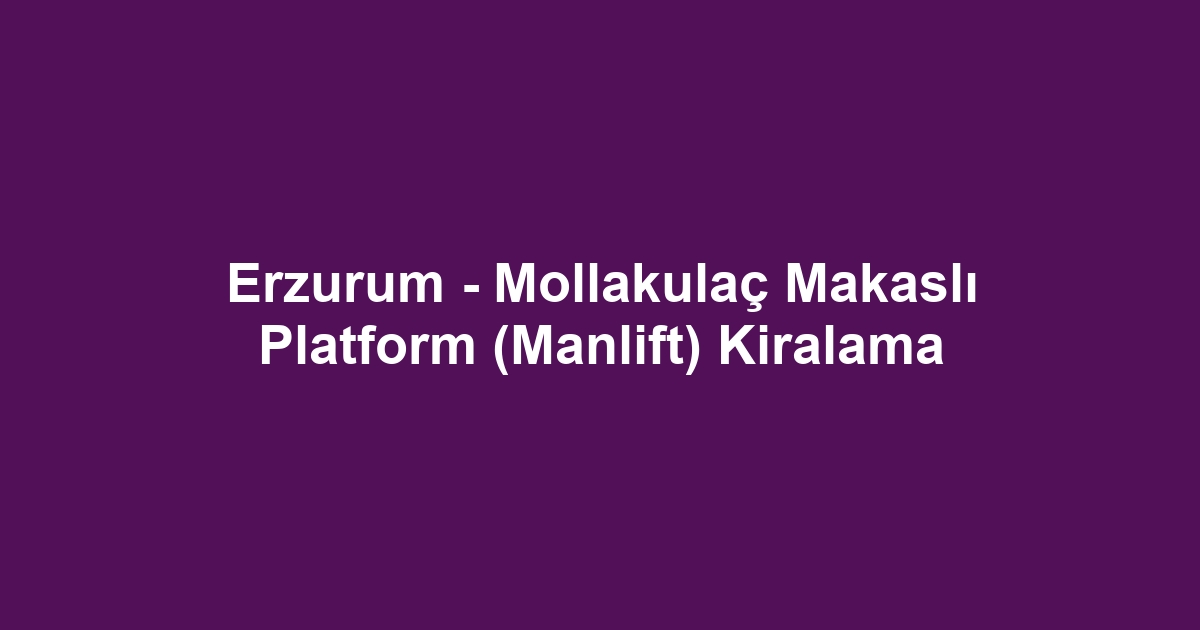 Erzurum - Mollakulaç Makaslı Platform (Manlift) Kiralama