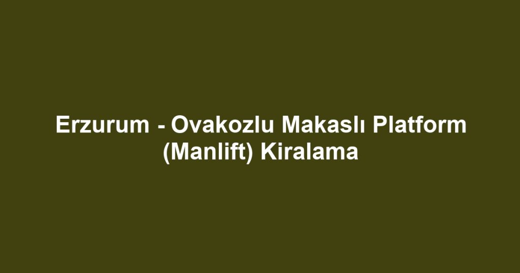 Erzurum - Ovakozlu Makaslı Platform (Manlift) Kiralama