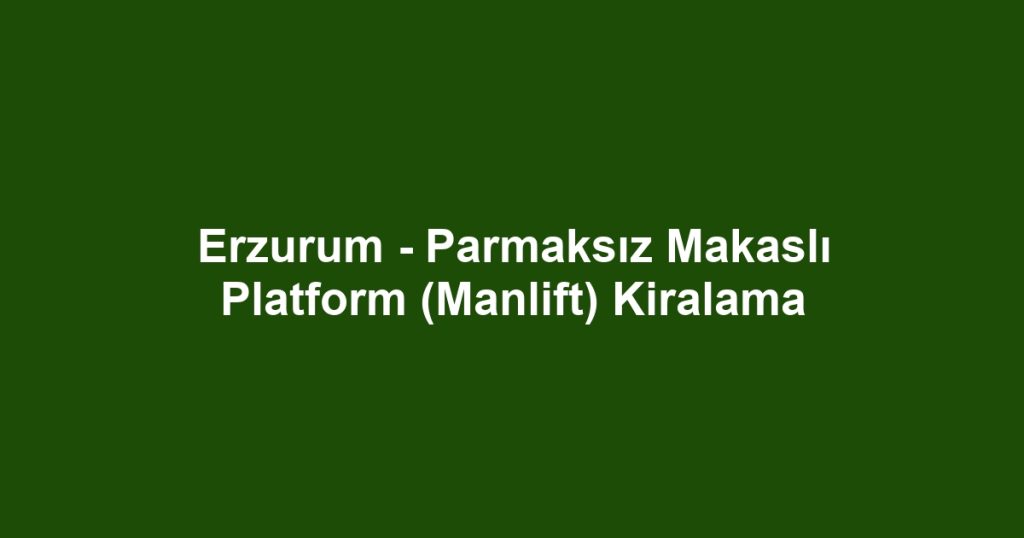 Erzurum - Parmaksız Makaslı Platform (Manlift) Kiralama