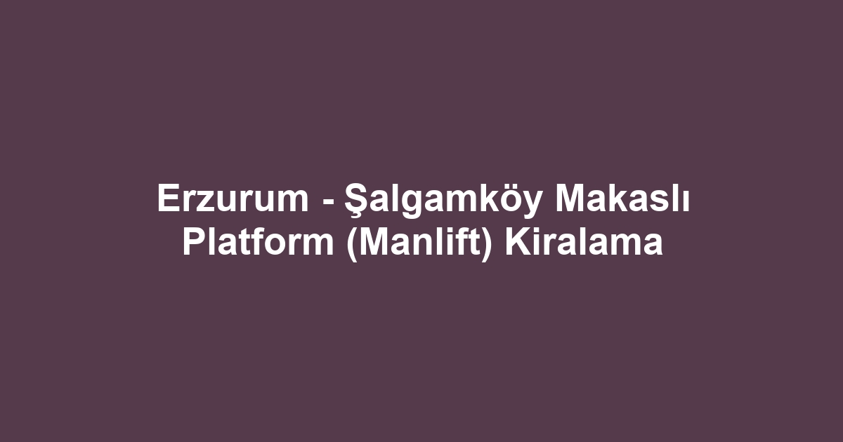 Erzurum - Şalgamköy Makaslı Platform (Manlift) Kiralama