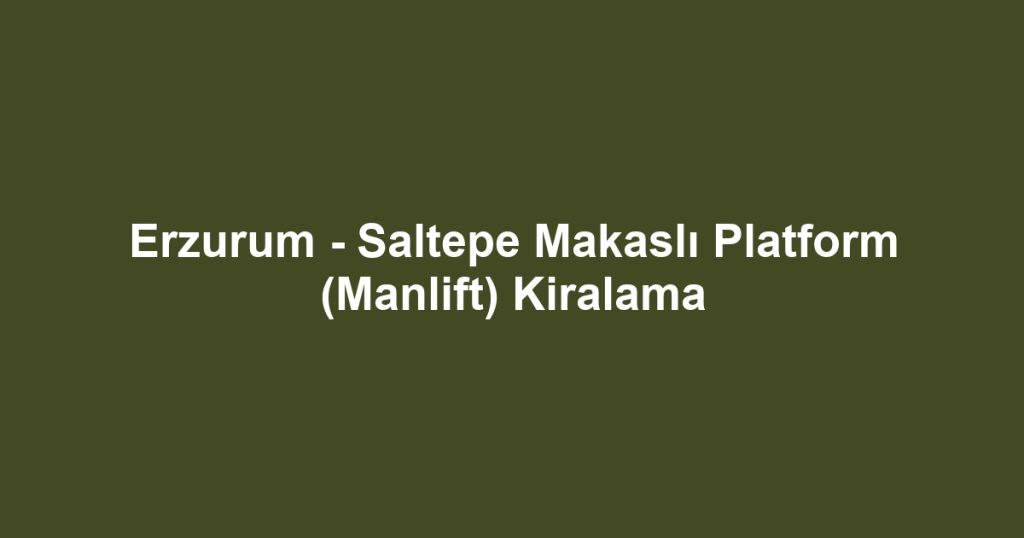 Erzurum - Saltepe Makaslı Platform (Manlift) Kiralama