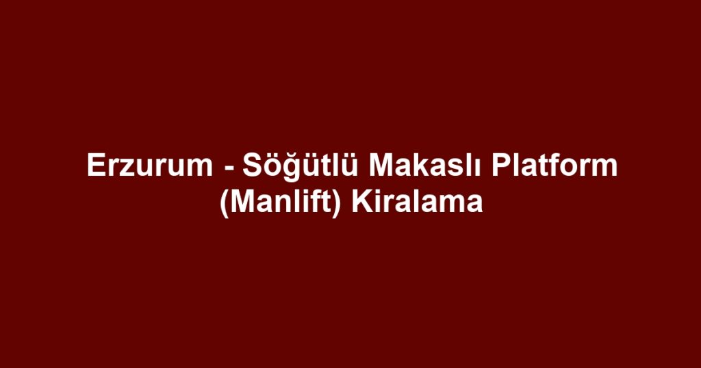Erzurum - Söğütlü Makaslı Platform (Manlift) Kiralama
