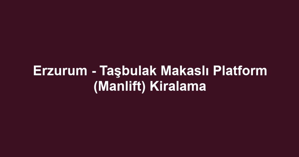 Erzurum - Taşbulak Makaslı Platform (Manlift) Kiralama