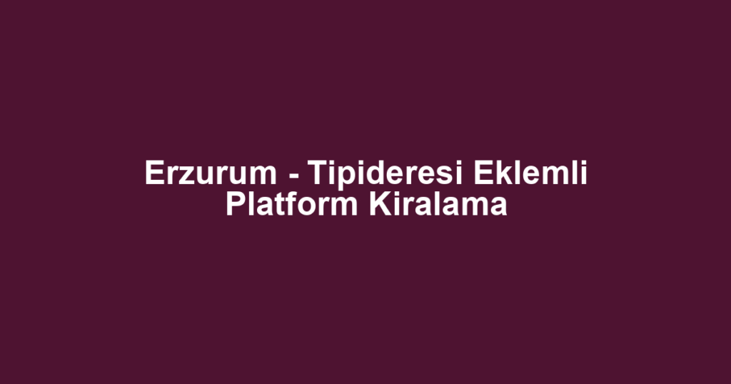 Erzurum - Tipideresi Eklemli Platform Kiralama