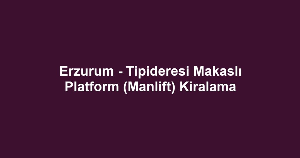 Erzurum - Tipideresi Makaslı Platform (Manlift) Kiralama