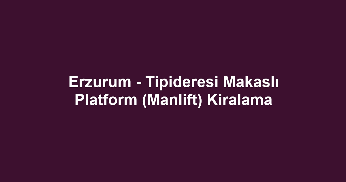Erzurum - Tipideresi Makaslı Platform (Manlift) Kiralama