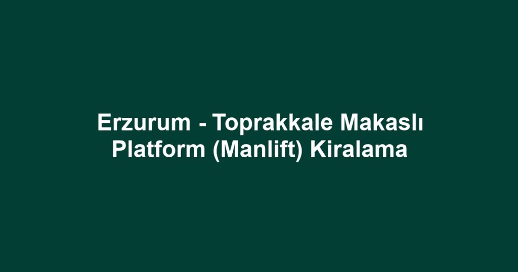 Erzurum - Toprakkale Makaslı Platform (Manlift) Kiralama