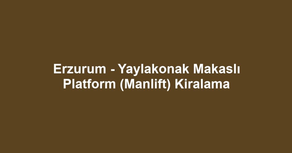 Erzurum - Yaylakonak Makaslı Platform (Manlift) Kiralama