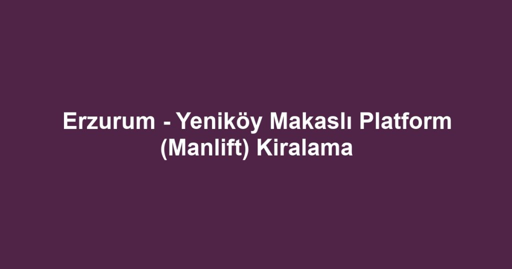 Erzurum - Yeniköy Makaslı Platform (Manlift) Kiralama