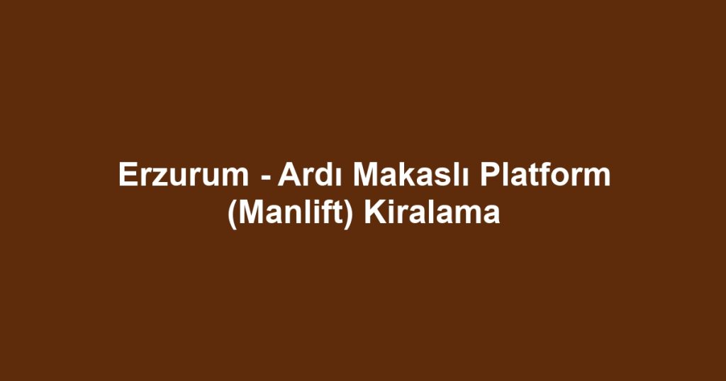 Erzurum - Ardı Makaslı Platform (Manlift) Kiralama