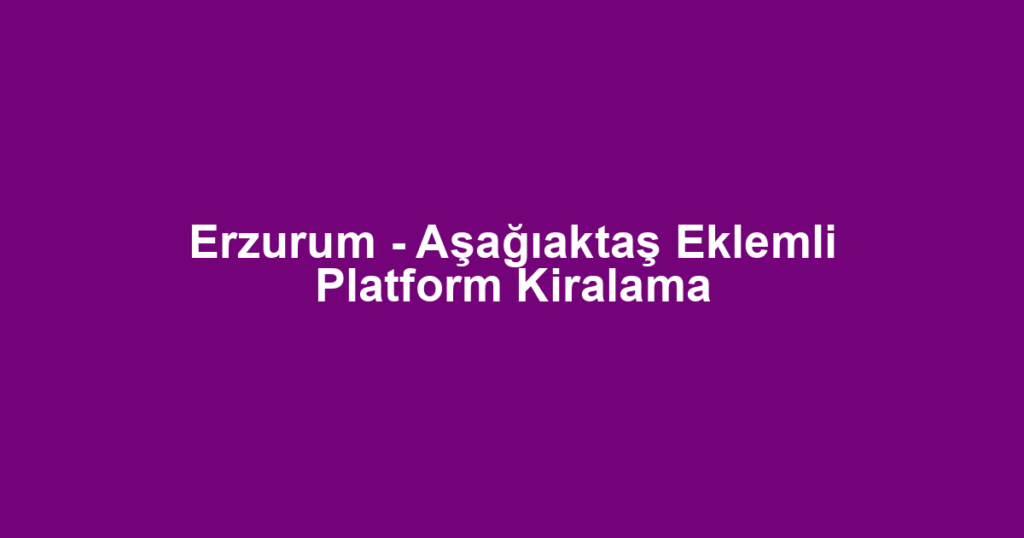 Erzurum - Aşağıaktaş Eklemli Platform Kiralama