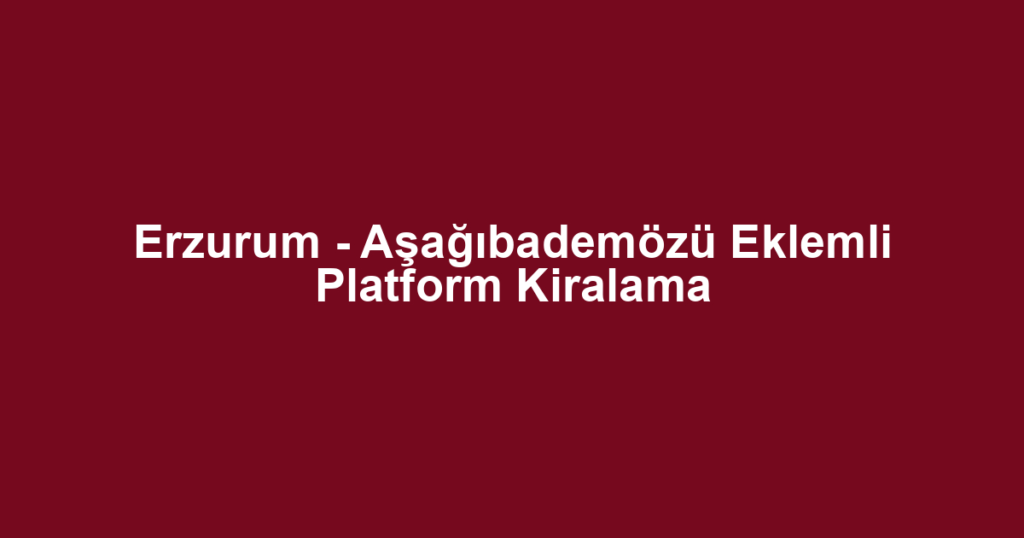 Erzurum - Aşağıbademözü Eklemli Platform Kiralama
