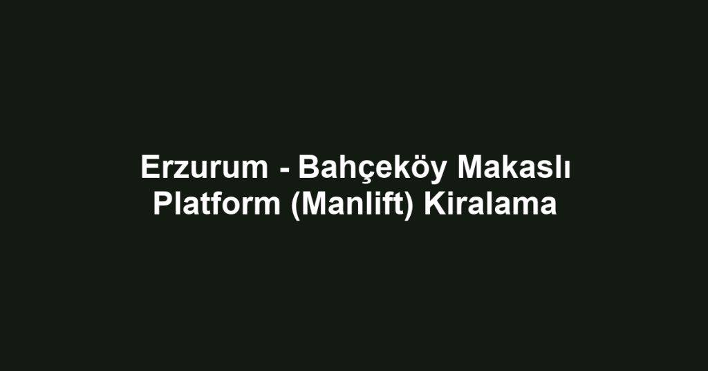 Erzurum - Bahçeköy Makaslı Platform (Manlift) Kiralama
