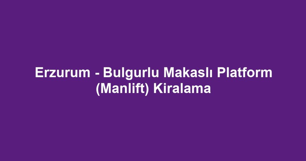 Erzurum - Bulgurlu Makaslı Platform (Manlift) Kiralama