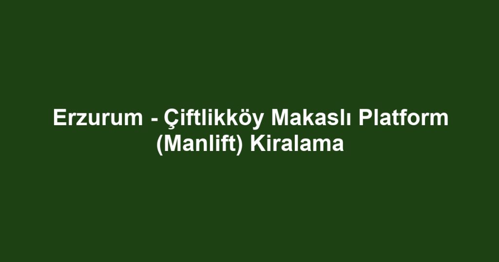 Erzurum - Çiftlikköy Makaslı Platform (Manlift) Kiralama