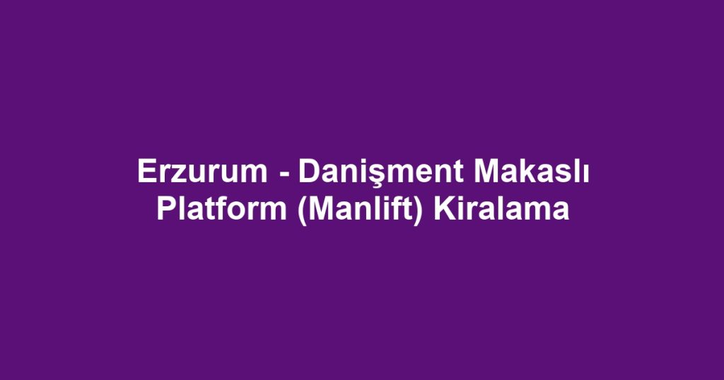 Erzurum - Danişment Makaslı Platform (Manlift) Kiralama