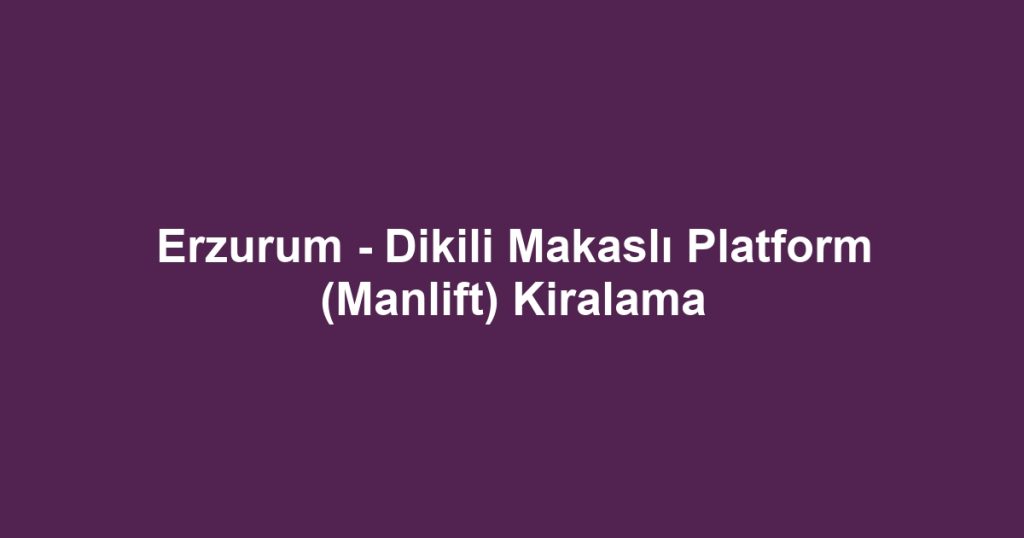 Erzurum - Dikili Makaslı Platform (Manlift) Kiralama