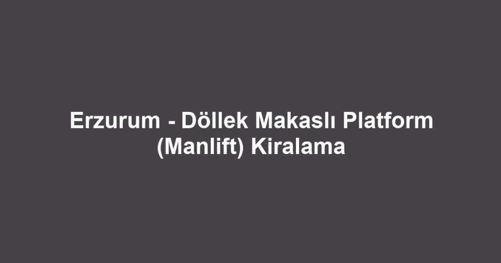 Erzurum - Döllek Makaslı Platform (Manlift) Kiralama