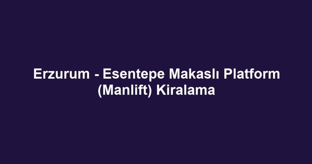 Erzurum - Esentepe Makaslı Platform (Manlift) Kiralama