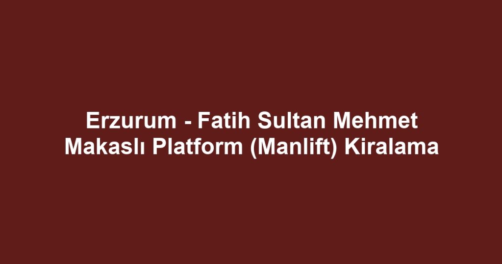 Erzurum - Fatih Sultan Mehmet Makaslı Platform (Manlift) Kiralama