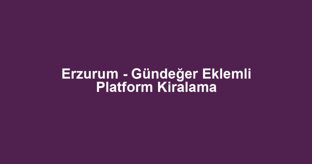 Erzurum - Gündeğer Eklemli Platform Kiralama