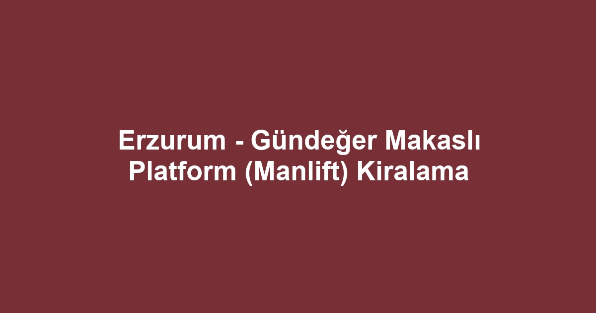 Erzurum - Gündeğer Makaslı Platform (Manlift) Kiralama