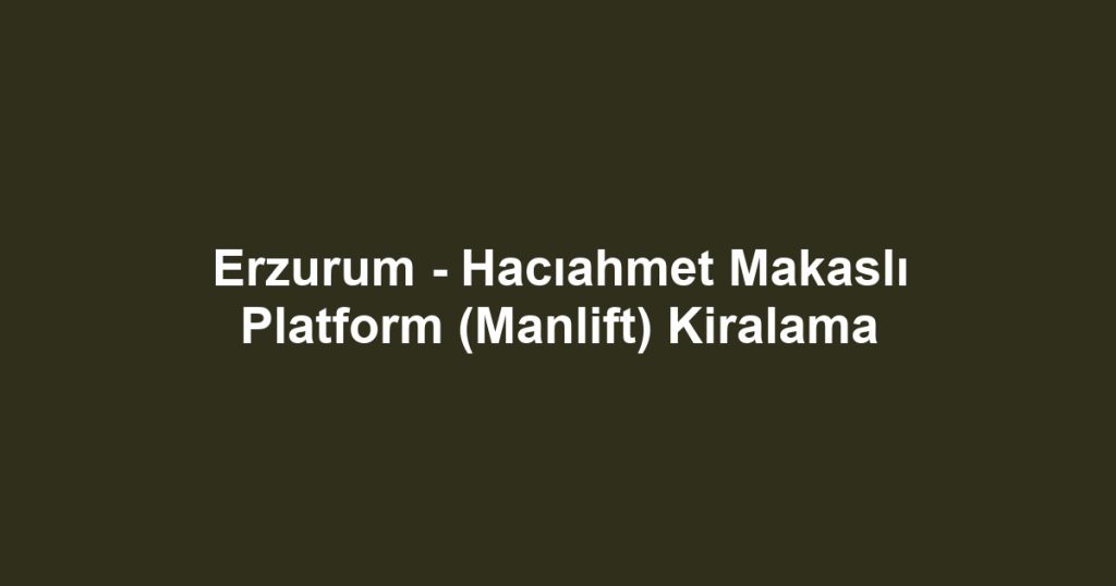Erzurum - Hacıahmet Makaslı Platform (Manlift) Kiralama