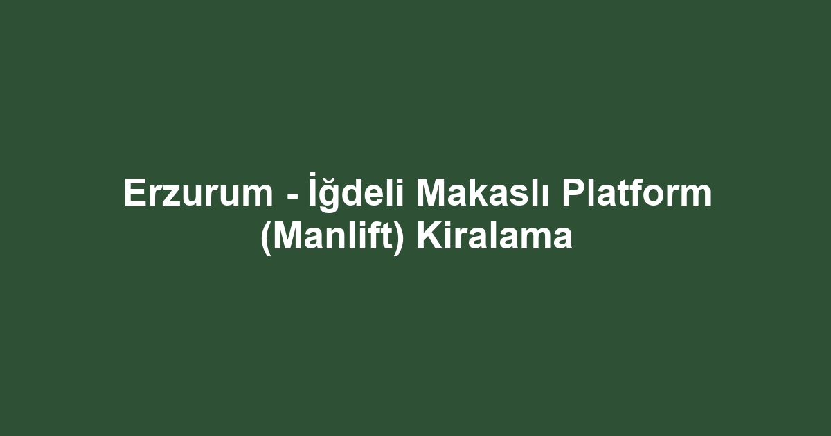 Erzurum - İğdeli Makaslı Platform (Manlift) Kiralama