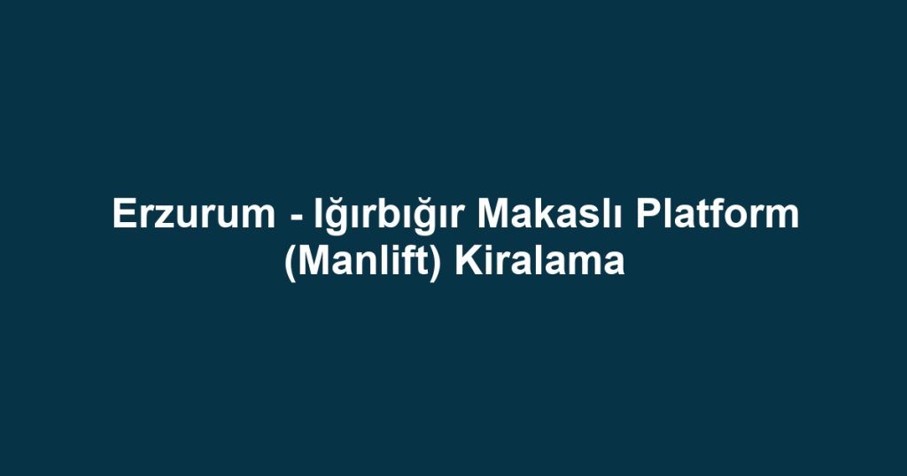 Erzurum - Iğırbığır Makaslı Platform (Manlift) Kiralama